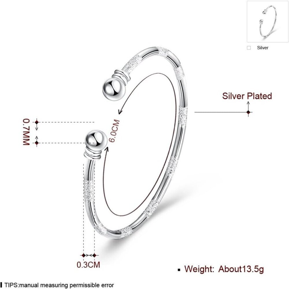 Sterling Silver Bangle Bracelet Women's Jewelry Adjustable Bead Cuff - Picture 3 of 7